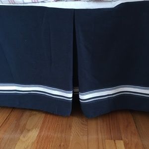 Navy Twin Bedskirt with Border Stripe